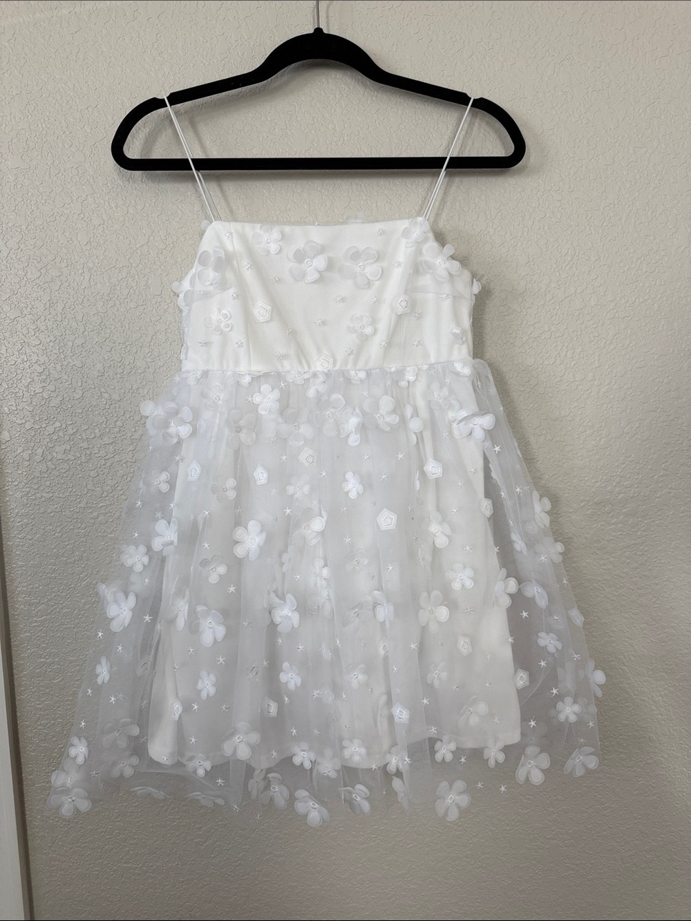 Altar'd State White Floral Appliqué Mini Dress